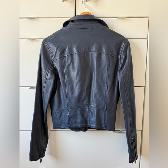 Anthropologie Vintage Vegan Leather Jacket — Navy Blue Size Small - Picture 7 of 7